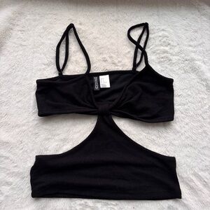 H&M Divided Black Cutout Halter Bralette Crop Top Size S